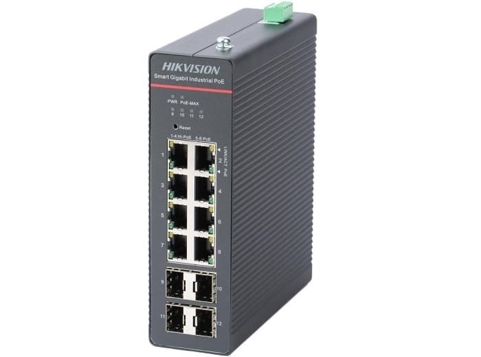 Industrial Switch Kit, 12 Ports, PoE, DS-3T1512HP-SI-8P4F